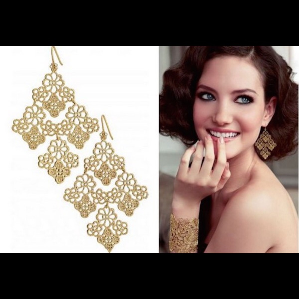 Stella and Dot Gold Statement Earrings